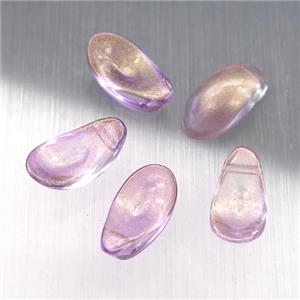 purple crystal glass petal beads, approx 6-12mm