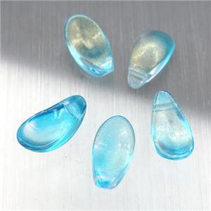 teal crystal glass petal beads, approx 6-12mm