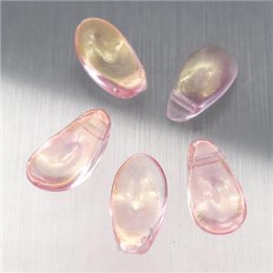 lt.pink crystal glass petal beads, approx 6-12mm