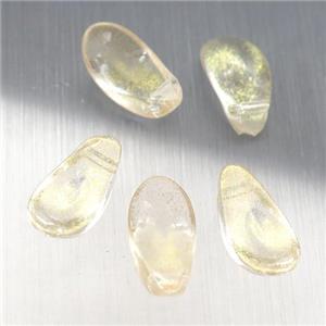 crystal glass petal beads, yellow, approx 6-12mm