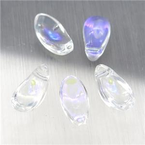 clear crystal glass petal beads, AB-color electroplated, approx 6-12mm