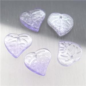 purple crystal glass leaf beads, approx 15mm