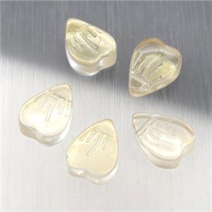 crystal glass heart beads, yellow, approx 9-12mm