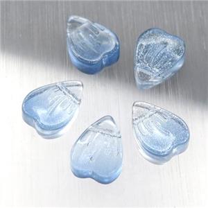 blue crystal glass heart beads, approx 9-12mm