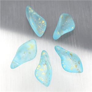 blue crystal glass leaf beads, approx 9-17mm