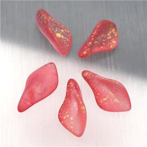 red crystal glass leaf beads, approx 9-17mm