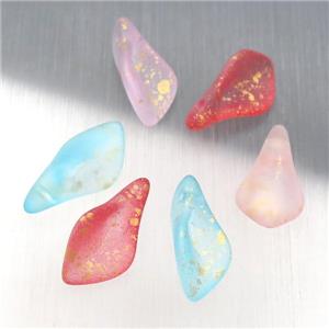 crystal glass leaf beads, mixed color, approx 9-17mm