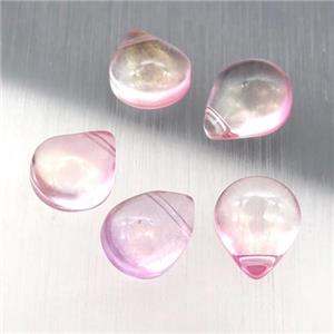 pink crystal glass teardrop beads, approx 10-12mm