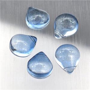 seablue crystal glass teardrop beads, approx 10-12mm