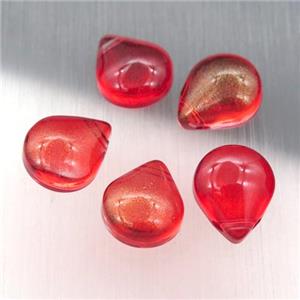 red crystal glass teardrop beads, approx 10-12mm