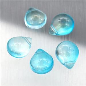 teal crystal glass teardrop beads, approx 10-12mm