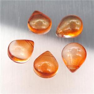 orange crystal glass teardrop beads, approx 10-12mm