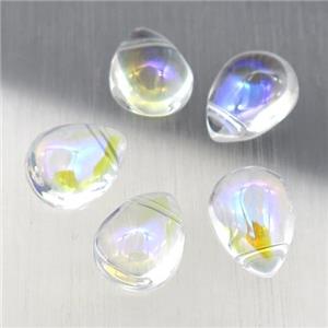 clear crystal glass teardrop beads, AB-color electroplated, approx 10-12mm