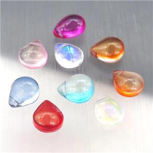 crystal glass teardrop beads, mixed color, approx 10-12mm
