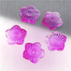 dp.hotpink crystal glass flower beads, approx 12.5mm
