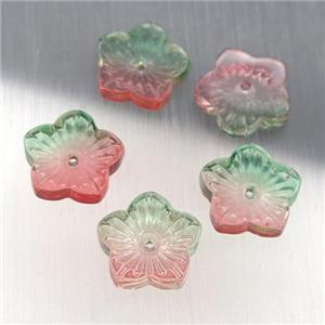dichromatic crystal glass flower beads, approx 12.5mm