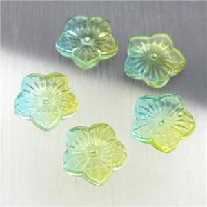 crystal glass flower beads, multicolor, approx 12.5mm