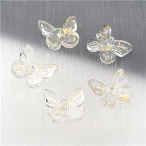 crystal glass butterfly beads, gold, approx 10-11mm