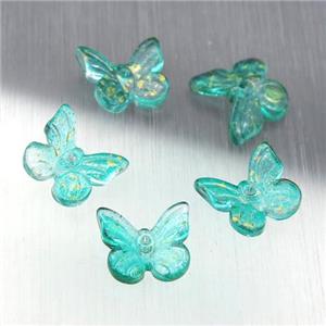 green crystal glass butterfly beads, approx 10-11mm