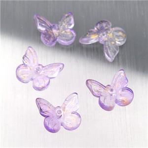purple crystal glass butterfly beads, approx 10-11mm