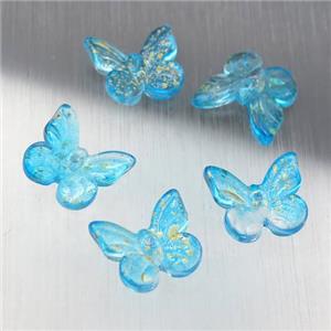 teal crystal glass butterfly beads, approx 10-11mm