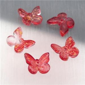 red crystal glass butterfly beads, approx 10-11mm
