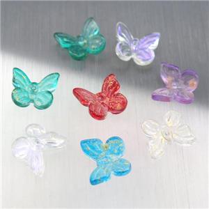 crystal glass butterfly beads, mixed color, approx 10-11mm