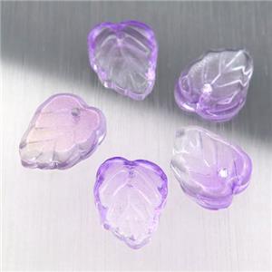 purple crystal glass leaf beads, approx 10-13mm