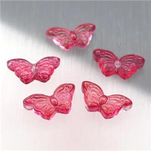 red crystal glass butterfly beads, approx 8-15mm