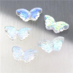 clear crystal glass butterfly beads, AB-color electroplated, approx 8-15mm