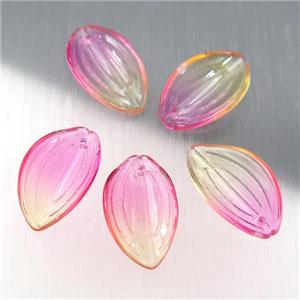 pink crystal glass petal beads, approx 12-20mm