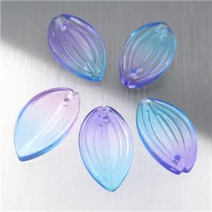 blue crystal glass petal beads, approx 12-20mm