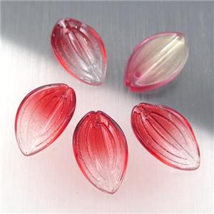 red crystal glass petal beads, approx 12-20mm