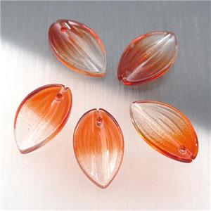orange crystal glass petal beads, approx 12-20mm
