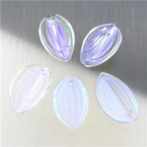 clear crystal glass petal beads, AB-color electroplated, approx 12-20mm