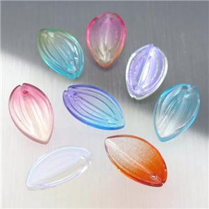 crystal glass petal beads, mixed color, approx 12-20mm