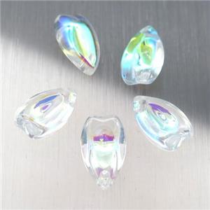 clear crystal glass teardrop beads, AB-color electroplated, approx 8-13mm
