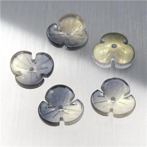 black crystal glass clover beads, approx 12mm