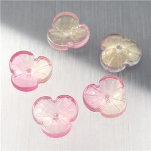 pink crystal glass clover beads, approx 12mm
