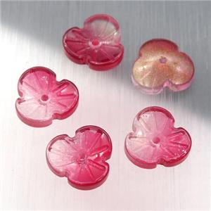 red crystal glass clover beads, approx 12mm
