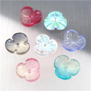 crystal glass clover beads, mixed color, approx 12mm