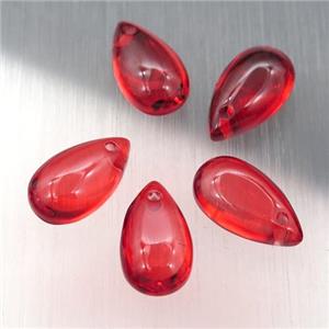 red crystal glass teardrop beads, approx 8-14mm