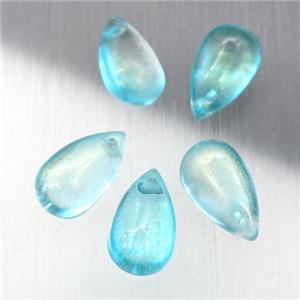 teal crystal glass teardrop beads, approx 8-14mm