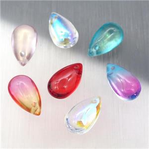 crystal glass teardrop beads, mixed color, approx 8-14mm