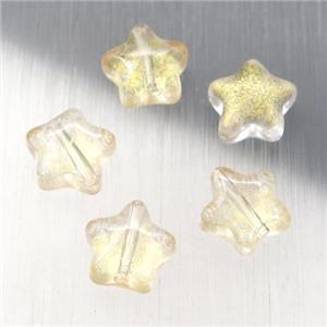 crystal glass star beads, yellow, approx 8mm