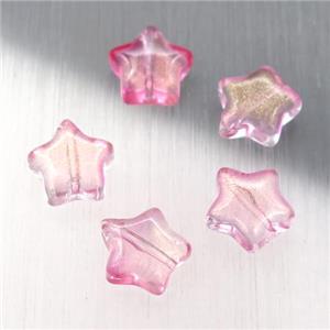 pink crystal glass star beads, approx 8mm