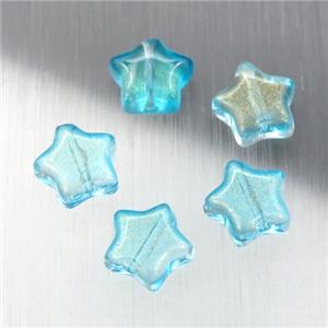 teal crystal glass star beads, approx 8mm