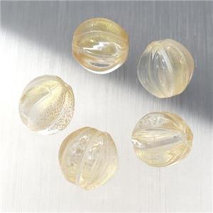 crystal glass melon beads, yellow, approx 8mm dia