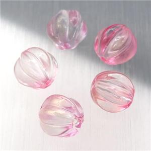 pink crystal glass melon beads, approx 10mm dia