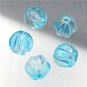 teal crystal glass melon beads, approx 10mm dia